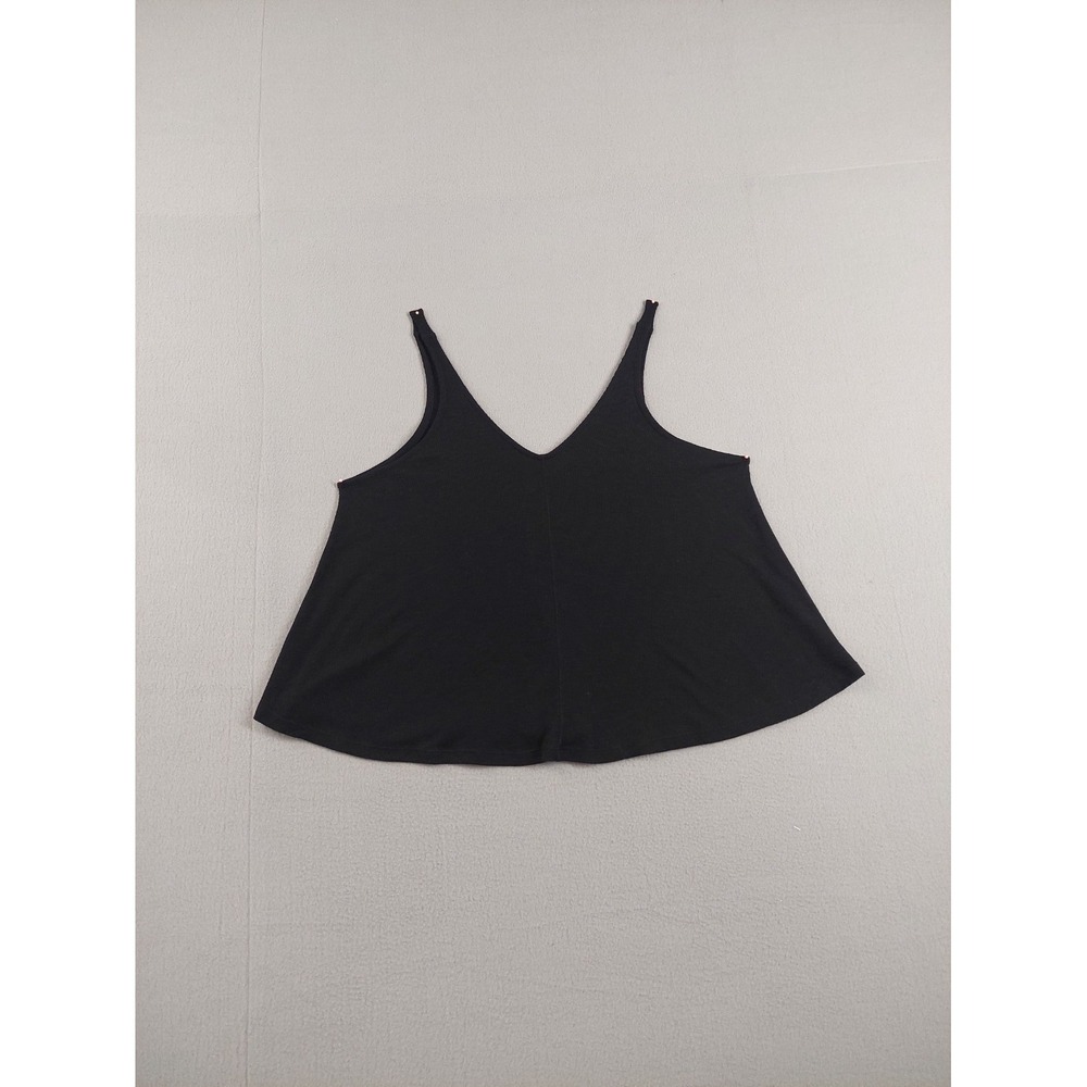 Free People Tank Top M Black V Neck Sleeveless Loose Fit Flowy Basic Summer Wear